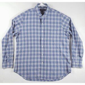 Polo Ralph Lauren Shirt Men XL Blue White Plaid Classic Fit Long Sleeve